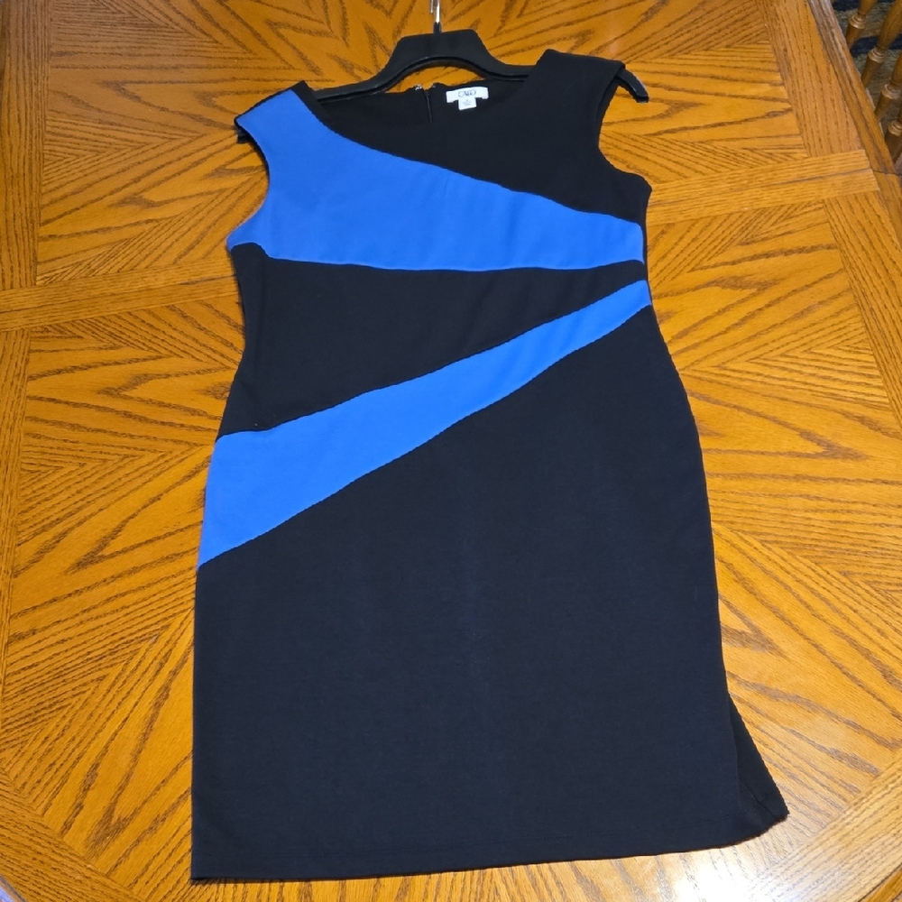 Cato Asymmetrical Black and Blue Dress